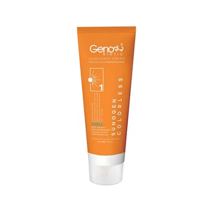 کرم ضدآفتاب سانوژن ژنوبایوتیک مناسب پوست های چرب و مختلط | Geno Biotic Sunogen Colorless Sunscreen Cream For Oily and Combination Skin