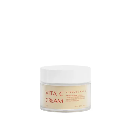 ‫کرم روشن کننده پوست صورت و گردن حاوی ویتامین C کاسه ای مناسب انواع پوست درماگاردن | dermagarden Vita C Cream